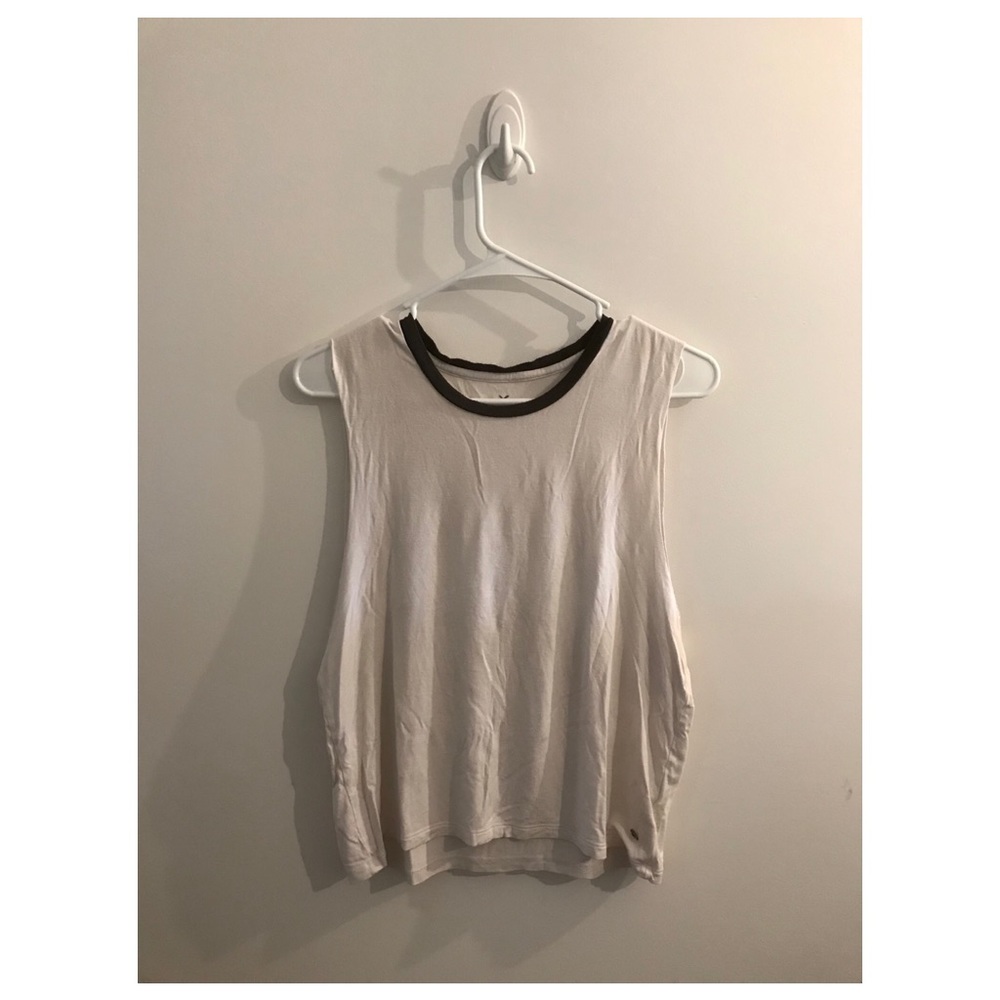 Off White Crop Top with Navy Trim